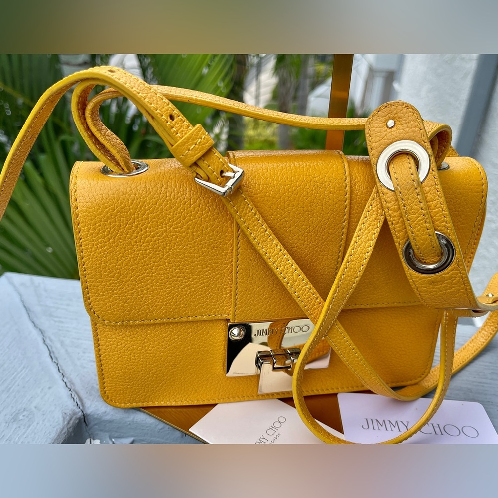 Jimmy Choo EUC Leather Crossbody/Shoulder Bag W/Cert of Auth Mustard Yellow - Picture 4 of 16